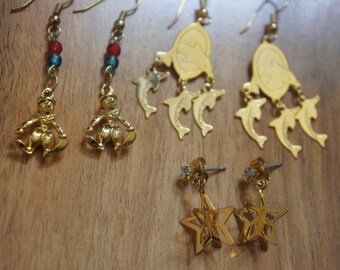 【VINTAGE HOLLYWOOD】Line Surfing Board Earrings〜ピアス Vintage Jewelry Earrings Pierced/stud/ Set / Drop Part/ Gold