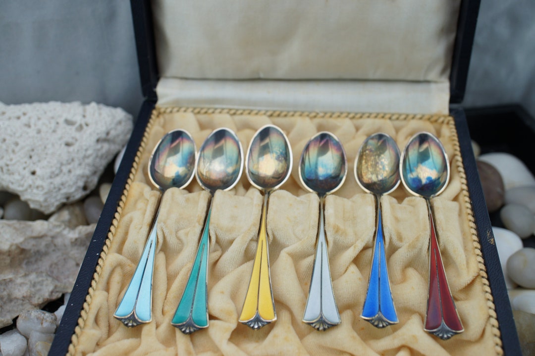 1960s David Andersen Norway Sterling Silver Enameled Tea/coffee