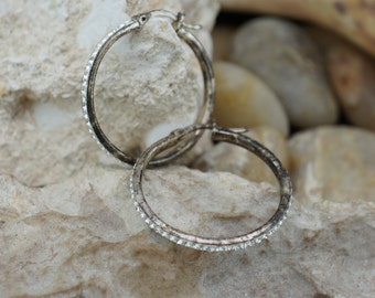 STERLING SILVER 925 Vintage Art Deco Stud Pierced Earrings Hoops