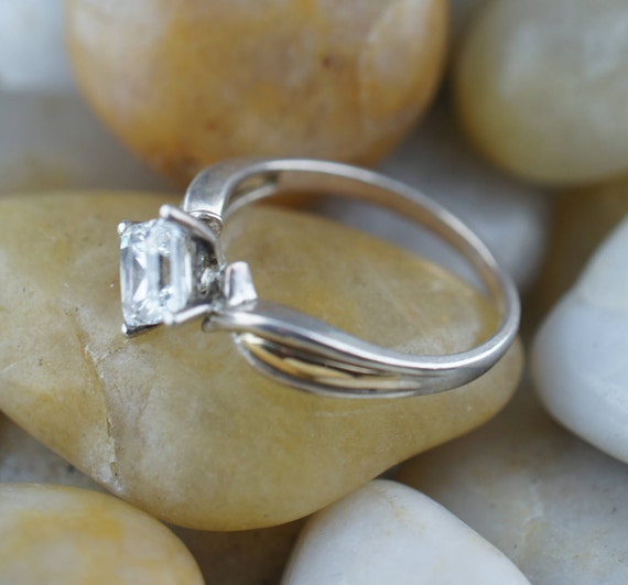 SOLID GOLD 14k DQ Sterling Silver 925 Cz Vintage Ring Jewelry Collectable Size 9 Band Cocktail Engagement Bridal Wedding D Etsy New Zealand