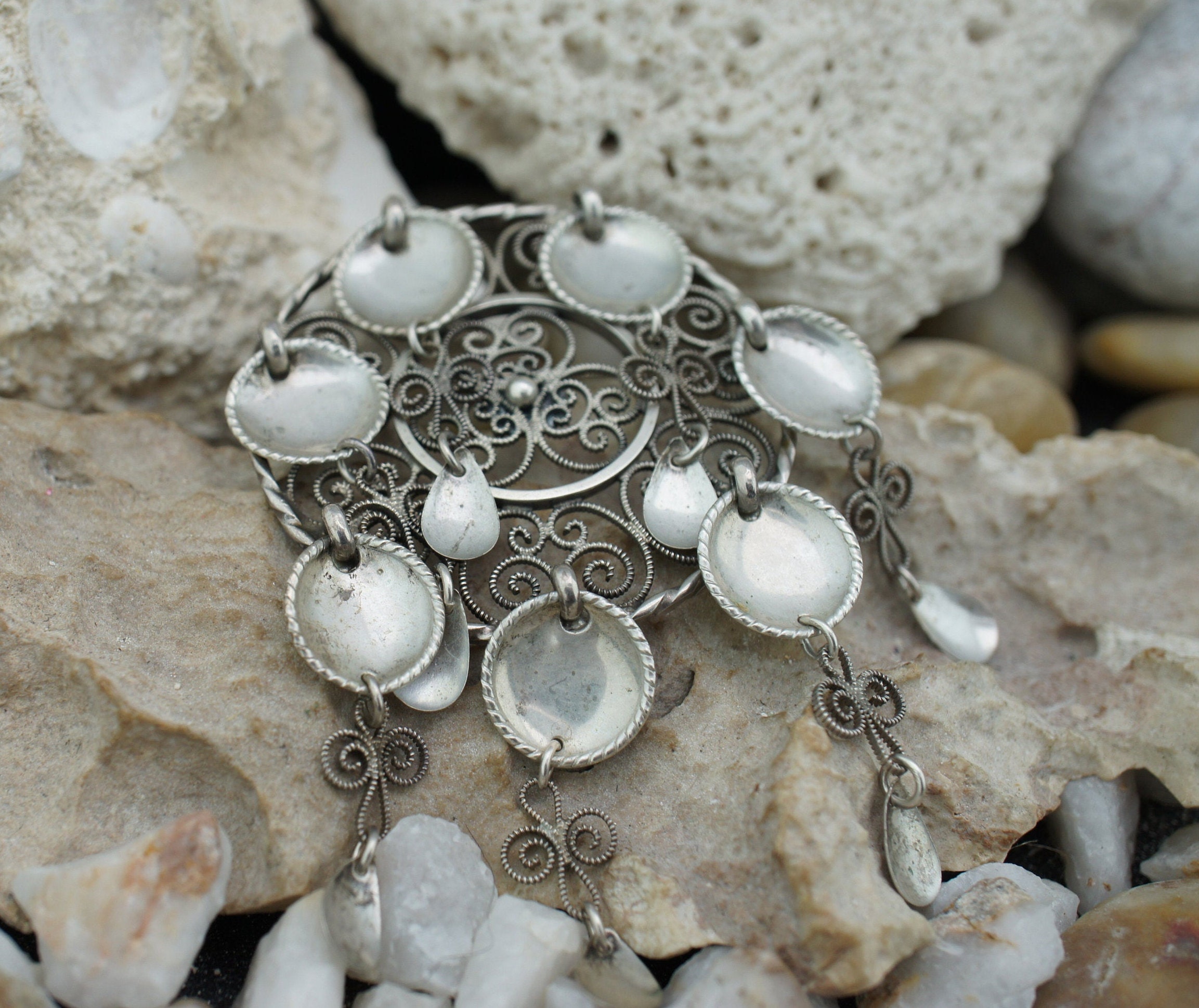 Vintage Norway Silver Brooch Marking J 830 Handmade Art Deco
