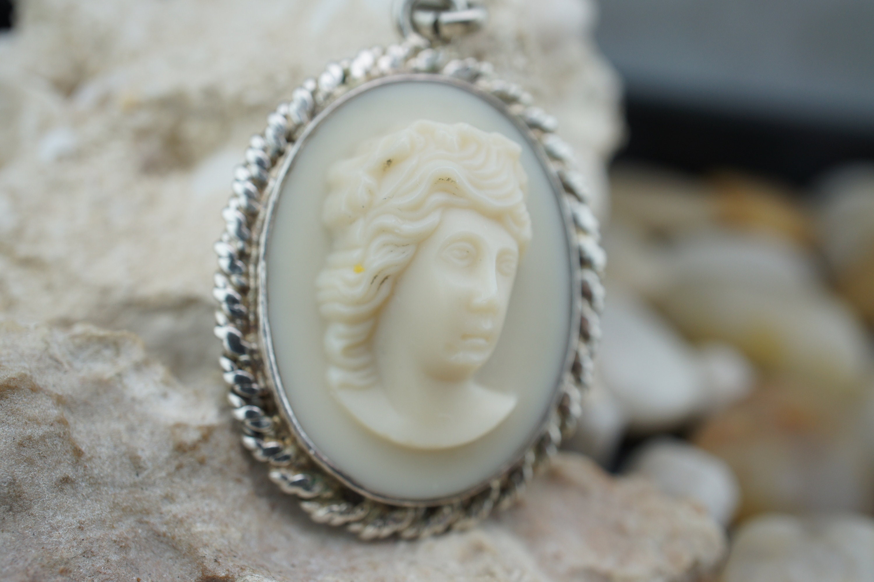 925 Sterling Silver Vintage Pendant Jewelry Lady Cameo Oval -  UK