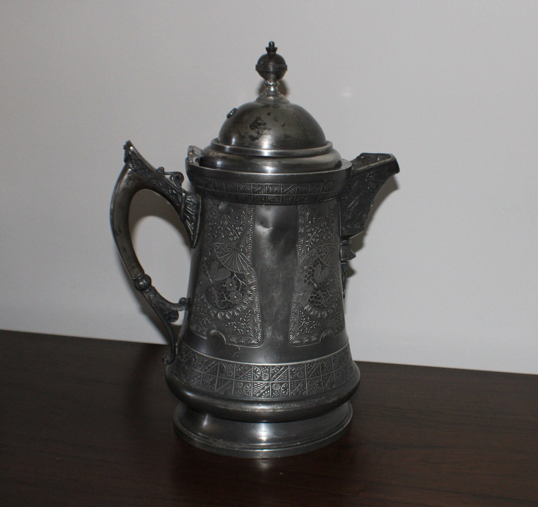 Antique Derby Silver Co. Victorian Quadruple Silver Plate Ice Pitcher W