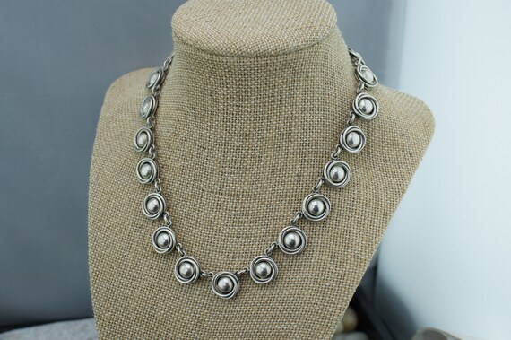 Mexico 925 Sterling Silver TV-159 Necklace Choker Half Orb Links