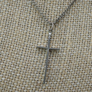 925 Necklace Chain Choker 14&#39;&#39; long Ring in Ring Design Vintage Art Deco Pendant Cross Jewelry Christian Holy Modernist *504