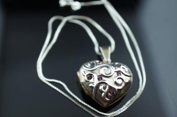 Pendentif Ancien En Argent Massif 925 - Breloque Cœur Romantique, Vintage