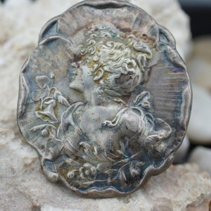 Sterling Silver Jewelry Brooch Pin  Vintage 925 Art Deco Collection Circa 1890s-1910s  Girl/Lady st913