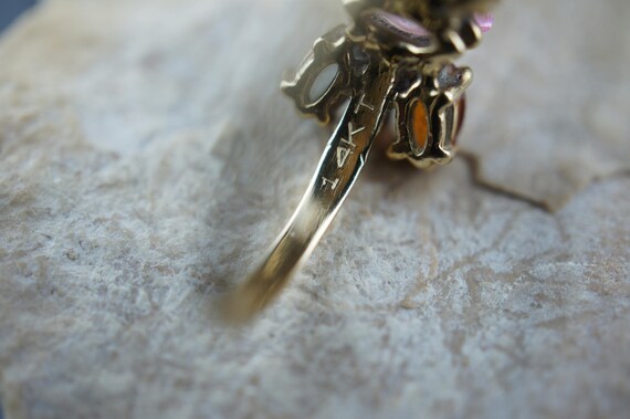 Vintage  Solid 14k Solid Gold Ring  gemstone gree… - image 4