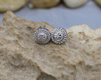 Sterling Silver 925 Earrings Art Deco Vintage Jewelry Stud