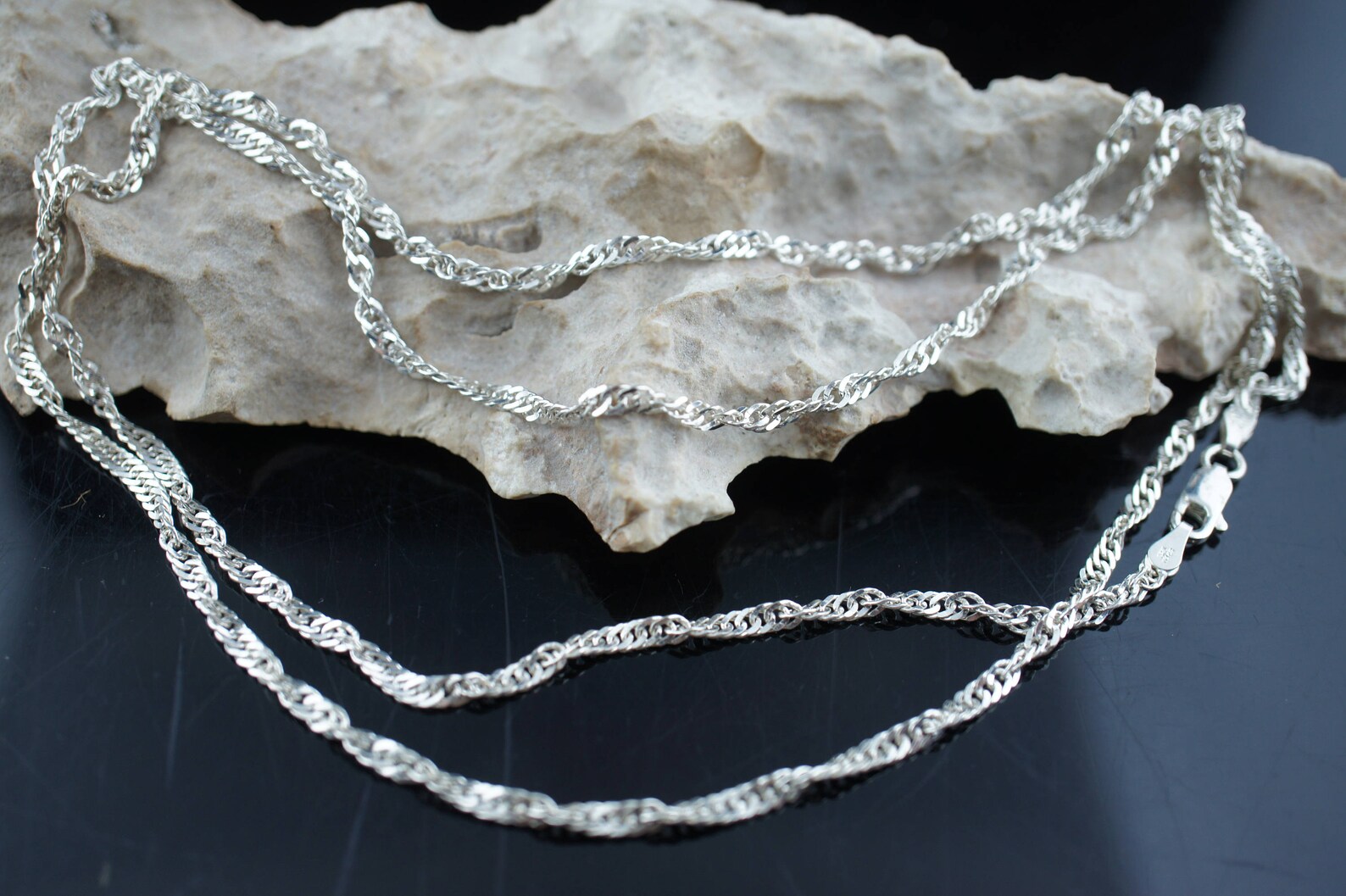 Sterling Silver 925 Italy Chain Necklace Twisted Singapore - Etsy