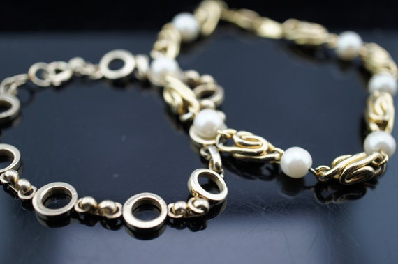 Vintage Art Deco Bracelet set 2 Bracelets Gold To… - image 5