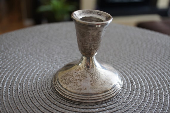 Sterling silver candle store holder weighted