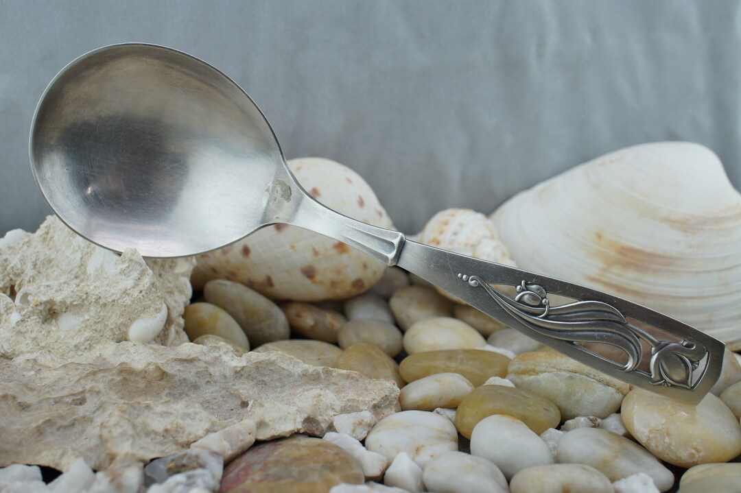 Vintage EPNS Denmark Silver Plated Ladle Carved Handle Flower Tulip G Etsy