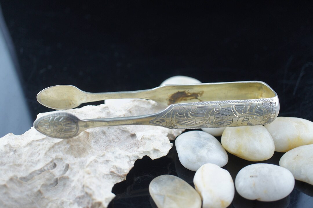 STERLING SILVER 939 1854 84 Sugar Tongs W/ Miniature Spoon Ends
