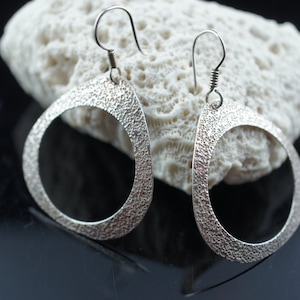 Sterling silver 925 pierced triangle hoop incuse Gypsy style Earrings Vintage Jewelry Art Deco gift u204