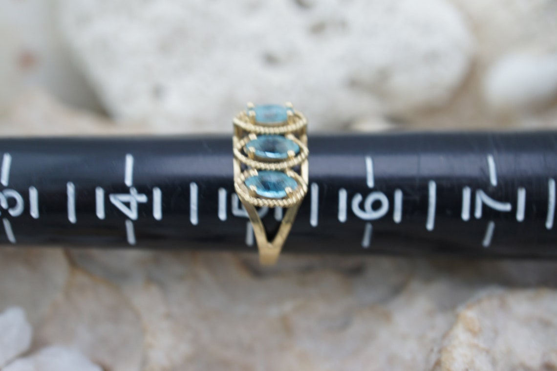 Vintage SOLID GOLD 10k Solid Gold AFJC Ring Yellow Light Blue | Etsy