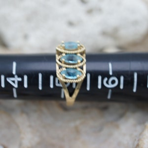 Vintage SOLID GOLD 10k Solid Gold AFJC Ring Yellow Light Blue Stone ...
