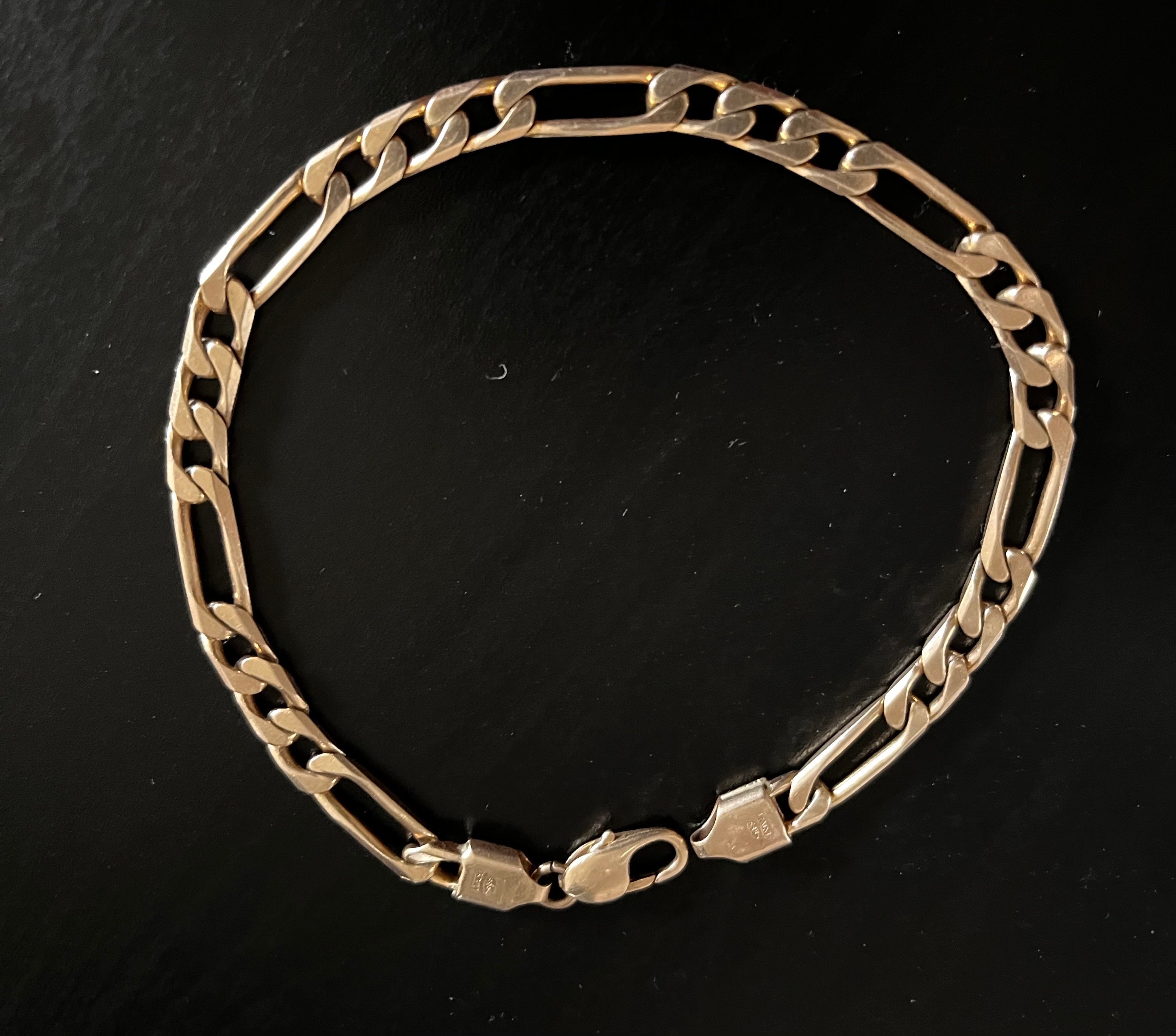 Italy 585 Solid Gold 14k Vintage Bracelet Yellow Figaro Design