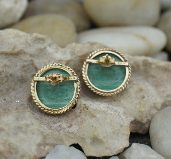 14k Solid Gold Earrings Vintage Art Deco Stud Pie… - image 5