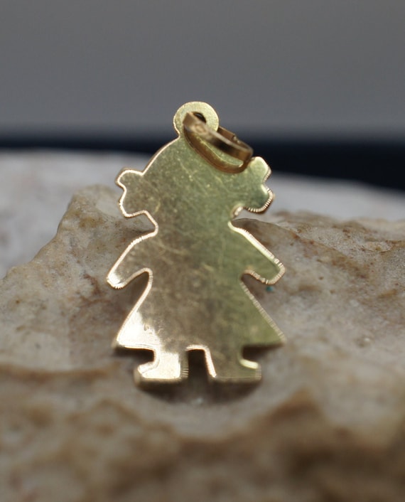 Pendant 14k Solid Gold Yellow Shape Girl Vintage A