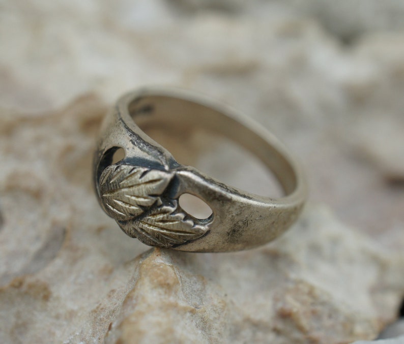 Vintage WM Co Bague Paua en argent sterling avec