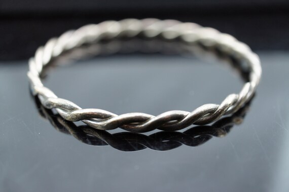 925 Sterling silver handmade bangle solid 925 bra… - image 1