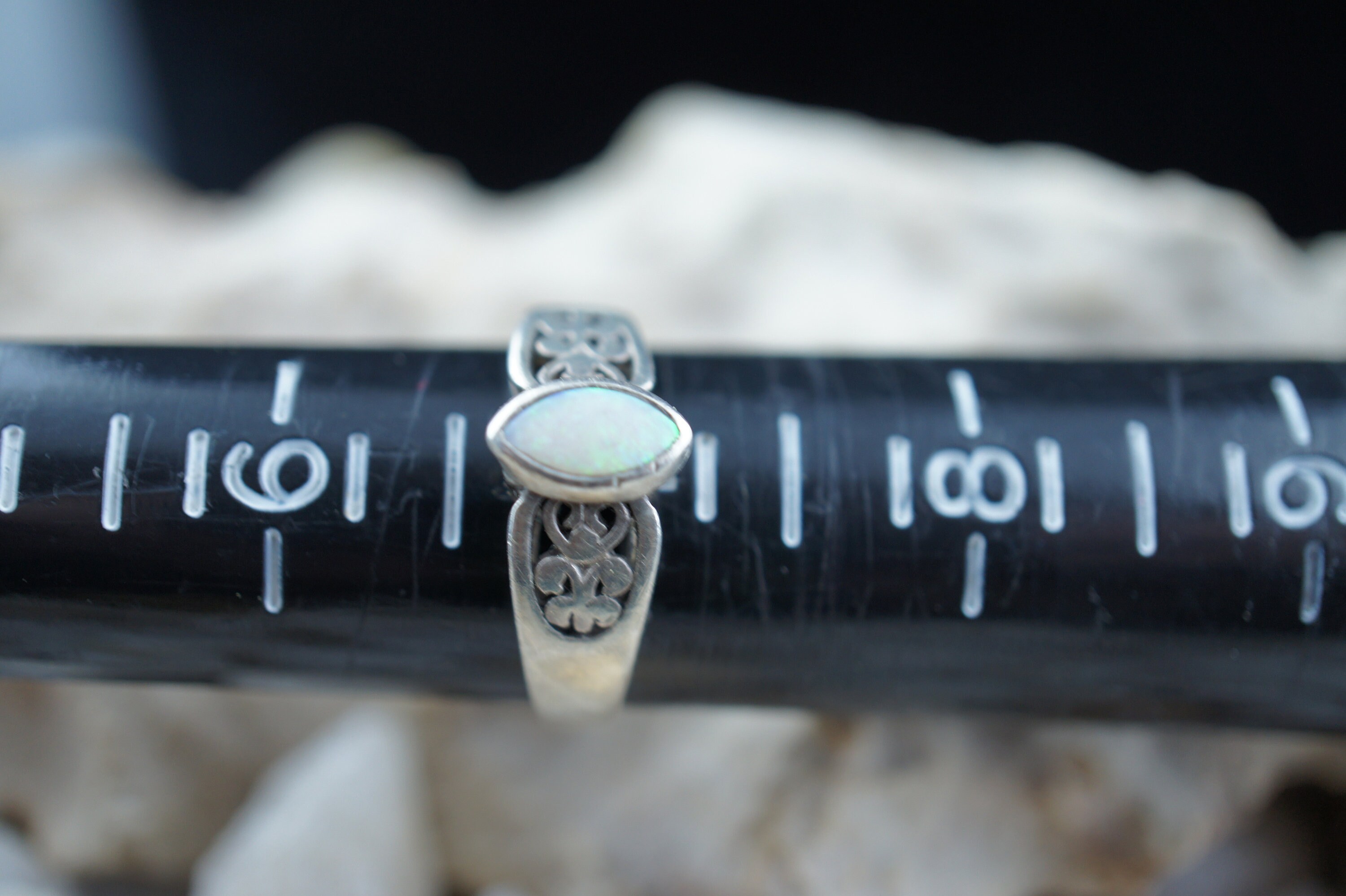 Bague Art Déco Filigrane Argent Solide Avec Opale De Feu Et Perle De Culture - Neuf Sans Emballage