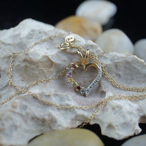 STERLING SILVER 925 Vintage Art Deco Heart  Pendant  Sterling silver cz multicolor Jewelry Necklace  925 chain rope design Modernist st215