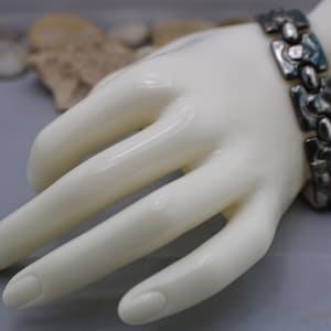 Italy 925 Sterling Silver Bracelet Vintage Jewelry Square Links Linked 7.5&#39;&#39; long 5/8&#39;&#39; wide Art Deco so276