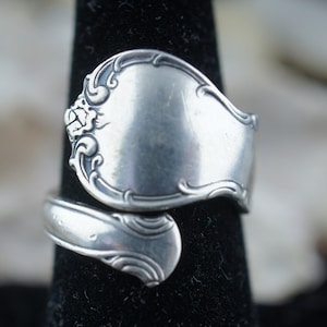 Vintage Sterling Silver Spoon Ring Old Master Towle Size 7-8  Art Deco Jewelry flower design minimalist st314
