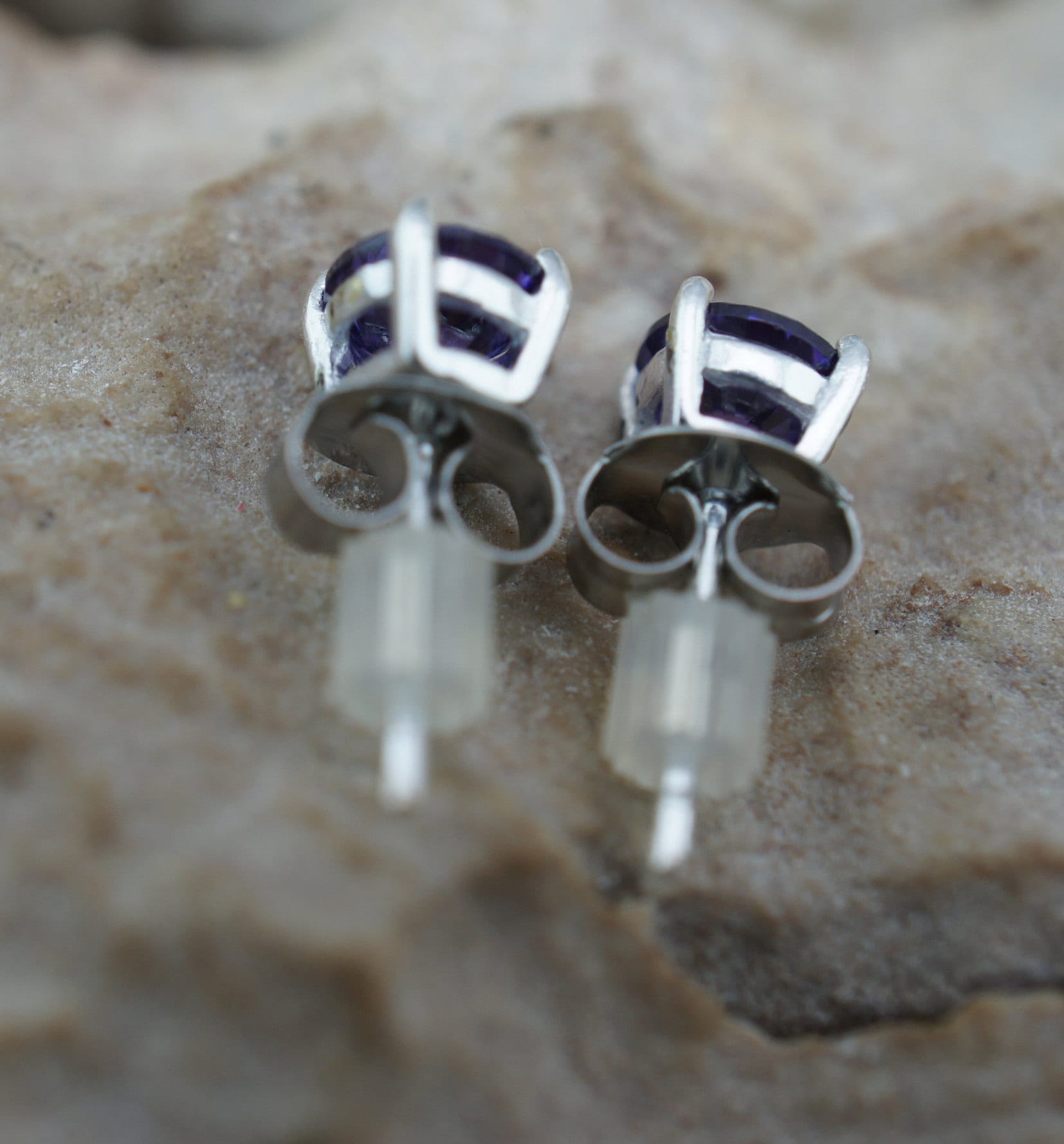 Orecchini A Goccia Vintage Art Déco Baguette Cristallo Viola Con Placcatura Argento Bianco - Foto 4