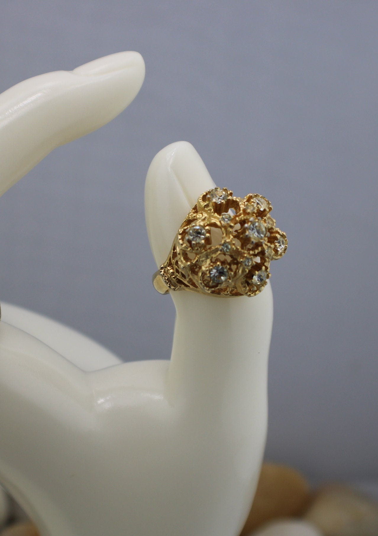 Vintage 18KT HGE ESPO Gold Plated Ring Size 9 With Clear Vintage 18KT HGE ESPO Gold Plated Ring Size 9 With Clear