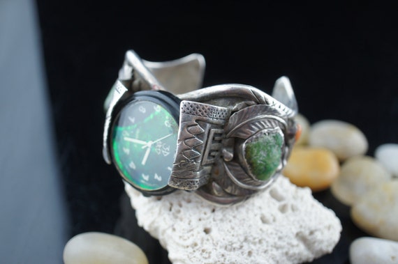Navajo Native American Sterling Silver 925 Turquoise Coral  display picture 2