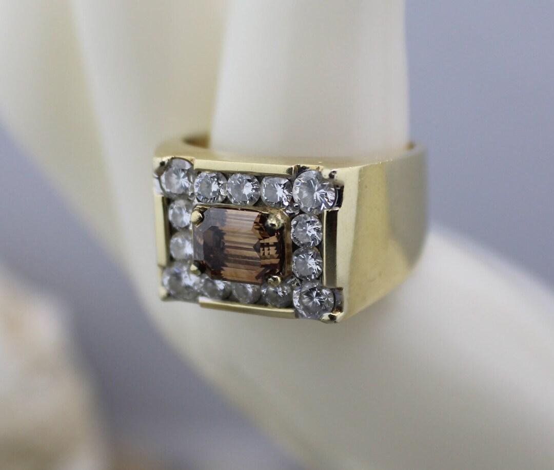 Solid Gold 14k Authentic Diamond Vintage Yellow Gold Ring Band Solid ...