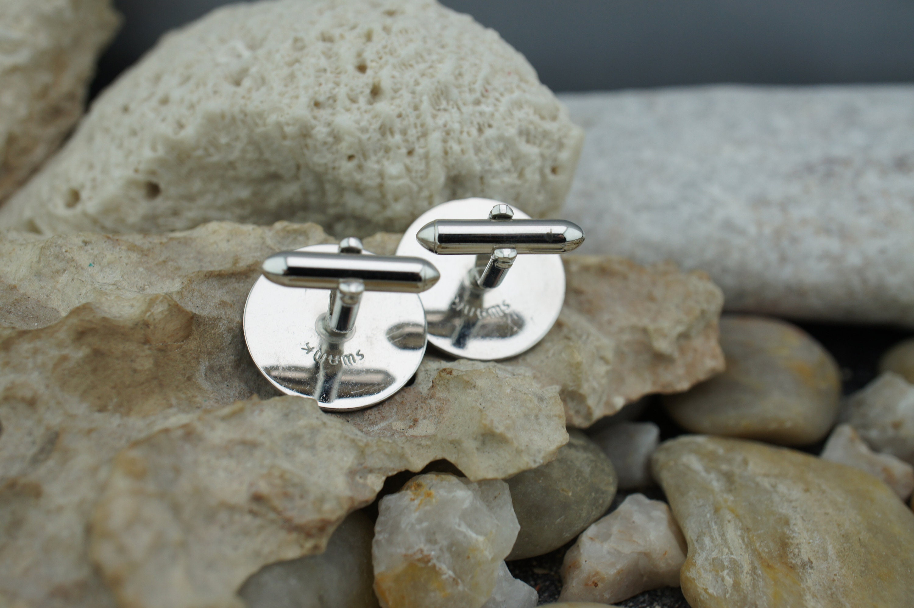 Boutons De Manchette Swank Argentés Avec Monogramme 'J' - Modèle Vintage Pour Homme