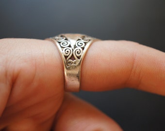 ヴィンテージ スターリングシルバー 925 リングバンド ロングトップ