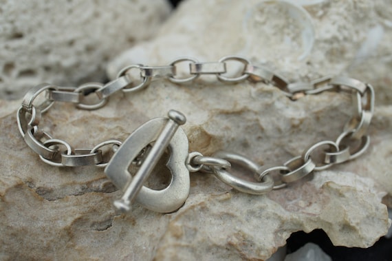 Sterling Silver 925 Vintage Art Deco Bracelet Toggle Link Bracelet 