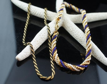 Trifari Vintage Art Deco Necklace necklaces chain twisted twist rope gold black tone set of 2 chains gift circa Modernist a157