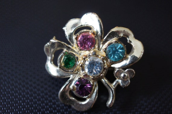 Vintage  Jewelry Brooch Pin CZ ,Rhinestones , Aur… - image 1