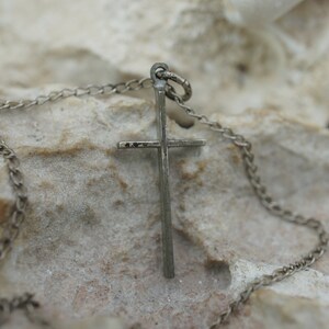 Sterling Silver 925 Art Deco Jewelry Vintage Catholic Christian Pendant Chain Cross Holy Religion Crucifixion  st859