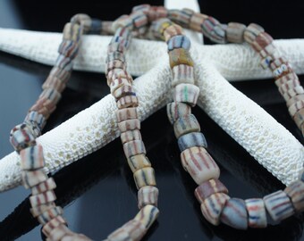 Vintage Art collar Barrel Ceramic Beads texturizado rústico striped beads handmade bead shop modern beads color pastel mute beads pale v010