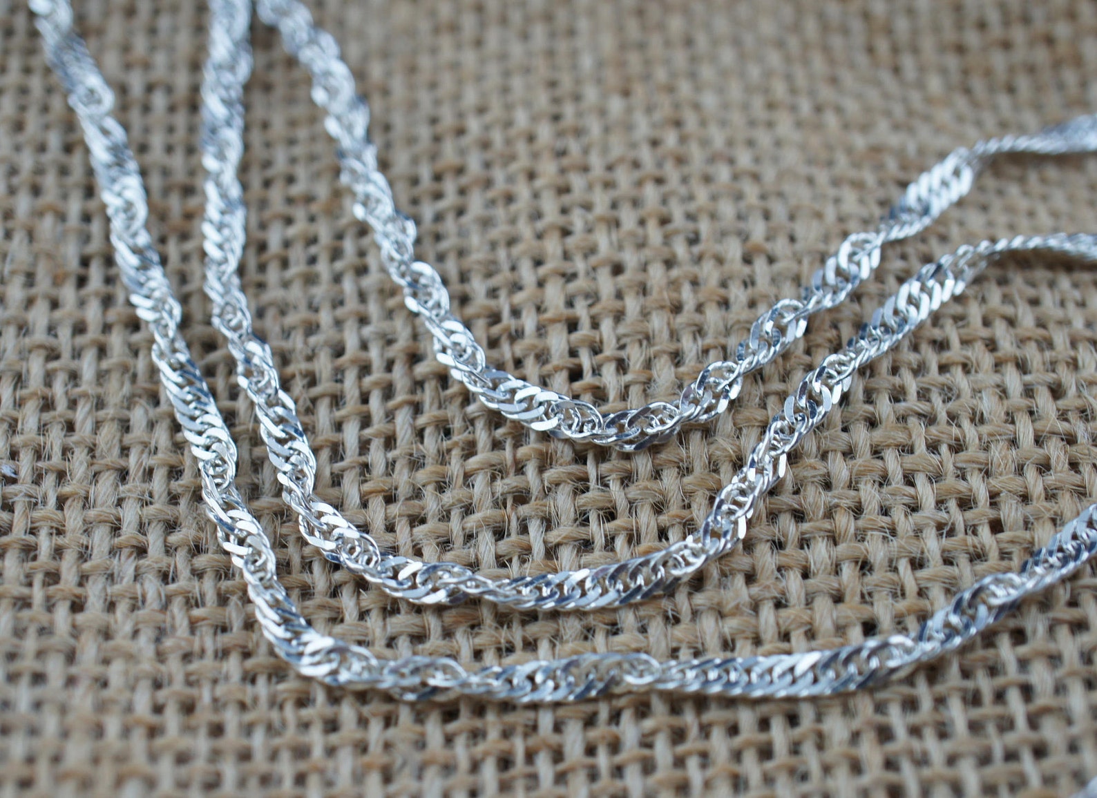 Sterling Silver 925 Italy Chain Necklace Twisted Singapore - Etsy
