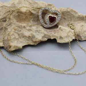 Argento sterling RL. CN. Collana Art Déco in oro vermeil vintage con pendente a catena con design ad ancora 925 Cuore in pietra rosa CZ Gioielli modernisti SO221