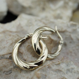 STERLING SILVER 925 Vintage Art Deco Stud Pierced Earrings hoops circle smooth twisted  st626