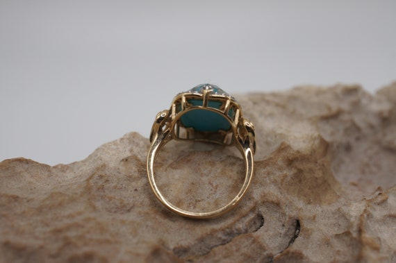 14k Yellow Solid Gold Designer FP Faceted Aqua Co… - image 7