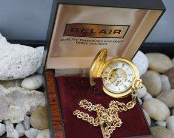 17 Jewel Belair Pocket Watch Vintage Case Brown *432