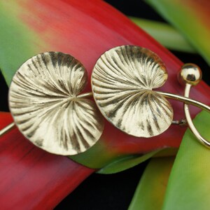 Foestner Circa Floral Flower Lily Leaf Leaves Brooch Pin Jewelry Sterling 925 Art Nouveau vintage era 1940s Big modernist gold filled T-076