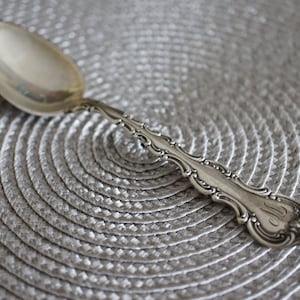 Vintage Sterling Silver 925 Tea Spoon Antique Gorham Strasbourg 5 3/4&#39;&#39; Serving Spoon 39g Pat 1897 Flatware Monogram &#39;&#39;W&#39;&#39;  HST1