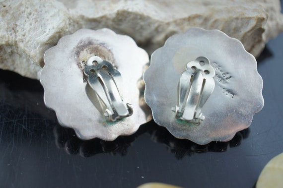925 Sterling Silver Earrings Clip On Mexico Circl… - image 5