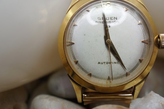 14k Gold Vintage Gruen Precision 23 Autowind Auto… - image 7